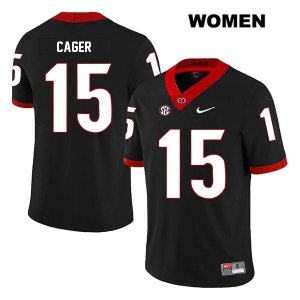Women's Georgia Bulldogs NCAA #15 Lawrence Cager Nike Stitched Black Legend Authentic College Football Jersey BLP6054KX